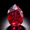 radiant ruby crystal with a vivid red color and faceted surfac