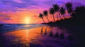 Radiant Serenity: Sunset Beachscape./n