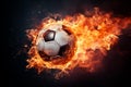 Radiant Soccer ball fire flame. Generate Ai Royalty Free Stock Photo