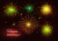 Radiant sparkling yellow, red, golden, green fireworks Royalty Free Stock Photo