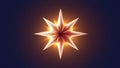 A radiant star-shaped design with sharp, pointed tips emanates a warm light