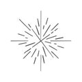 Radiant starburst rays and lines emanate from a central point, graphic design element on white backdrop Royalty Free Stock Photo