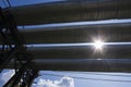 Radiant sun and four tubes of thermal power plant