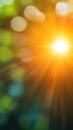Radiant sunburst with vibrant green and orange bokeh background Royalty Free Stock Photo