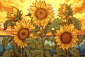 Radiant Sunflowers in Golden Abundance - Generative AI