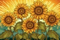 Radiant Sunflowers in Golden Abundance - Generative AI