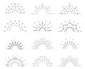 Radiant sunrise lineart design icons set template vector illustration