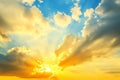 Radiant sunset sky with dramatic clouds and vibrant colors, AI Generative Royalty Free Stock Photo
