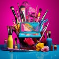 Radiant Symphony: A harmonious blend of vibrant colors and beauty products