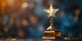 A Radiant Trophy Emblem of Achievement and Stardom. Concept Achievement, Stardom, Trophy, Radiant, Royalty Free Stock Photo