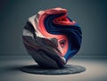 Radiant veins of dye whirling around a single rock. Podium, empty showcase for packaging product presentation, AI