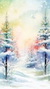 Radiant Watercolor Land: Where Christmas Whispers Bloom in the Snowy Breeze AI Generated