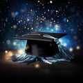 Radiating Brilliance: Graduation Cap Illuminated with Sparkling Stars