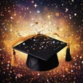 Radiating Brilliance: Graduation Cap Illuminated with Sparkling Stars