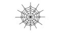 Black and white illustration of a symmetrical spider web, featuring a central point Royalty Free Stock Photo