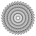 Radiating radial circle design element. Dashed circles