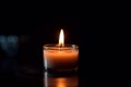 Radiating Single Lit Candle against a Dark Background. Generative AI Royalty Free Stock Photo