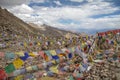Colorful prayer flags flutter in wind. Khardung Pass, Ladakh, I Royalty Free Stock Photo