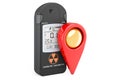 Radiation dosimeter with map pointer. 3D rendering