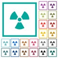 Radiation flat color icons with quadrant frames