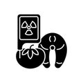 Radiation in food testing black glyph icon