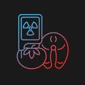 Radiation in food testing gradient vector icon for dark theme