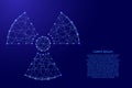 Radiation hazard sign from futuristic polygonal blue lines and glowing stars for banner, poster, greeting card. Vector Royalty Free Stock Photo