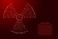 Radiation hazard sign from futuristic polygonal red lines and glowing stars for banner, poster, greeting card. Vector illustration Royalty Free Stock Photo