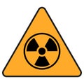 Radiation Hazard sign, symbol, icon, logo. Circle and triangle yellow sign of radioactive threat alert on white and trasparent