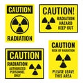 Radiation danger sign set, radioactive hazard icons