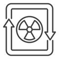 Radiation inside Arrows vector Nuclear Zone thin line icon or symbol