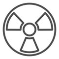 Radiation line icon. Toxic and nuclear energy, danger hazard symbol, outline style pictogram on white background