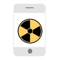 Radiation and mobile phone health concept.Flat icon