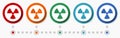 Radiation, nuclear concept vector icon set, flat design colorful buttons, infographic template in 5 color options Royalty Free Stock Photo