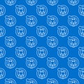 Radiation Power Plant with Smoke vector Reactor blue outline seamless pattern Royalty Free Stock Photo