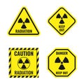 Radiation risk icon set, radioactive hazard signs