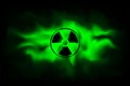 Radiation sign on background of polluted green fog.The spread radioactive contamination nuclear weapons.  Dangerous haze poisoned Royalty Free Stock Photo