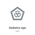 Radiation sign outline vector icon. Thin line black radiation sign icon, flat vector simple element illustration from editable Royalty Free Stock Photo
