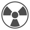 Radiation solid icon. Toxic and nuclear energy, danger hazard symbol, glyph style pictogram on white background