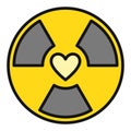 Radiation symbol with Heart vector Radioactive colored icon or sign Royalty Free Stock Photo