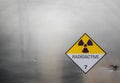 Radiation warning sign on the Dangerous goods transport label Class 7 at the container of transport truck Royalty Free Stock Photo