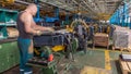 Radiator assembling on tractor timelapse while conducting tune up, maintenance on the tractor.