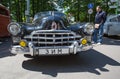 Radiator lattice of GAZ-12 ZIM car on show of collection retro cars