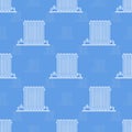 Radiator. Seamless pattern with radiators on a blue background.