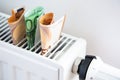 Radiator with thermostat and euro money banknotes. Royalty Free Stock Photo