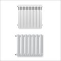 Radiators different types realistic set. Heating system parts. Heater. Modern equipment.