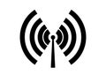 Radio antenna vector icon in one color from communication concept the vector signal symbol of the black antenna isolated.