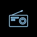 radio apparatus icon in neon style. One of journalism collection icon can be used for UI, UX
