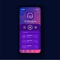 Radio appliation night smartphone interface vector template