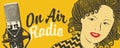 Radio banner with a microphone and inscription